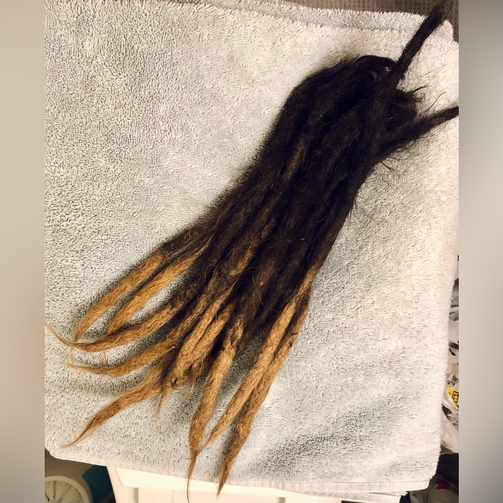 12 Human Hair Black and Brown Ombré Dreadlock Extensions 11-15” Straight Locs